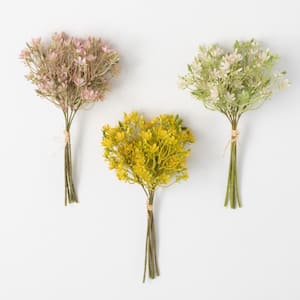 14" Artificial Multicolor Spring Wildflower Bush Bundles - Set of 3
