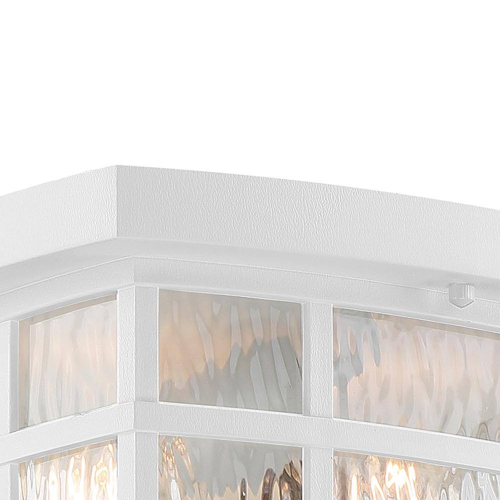 White Glass Outdoor Flush Mount Ceiling Light with Clear Water Panels
