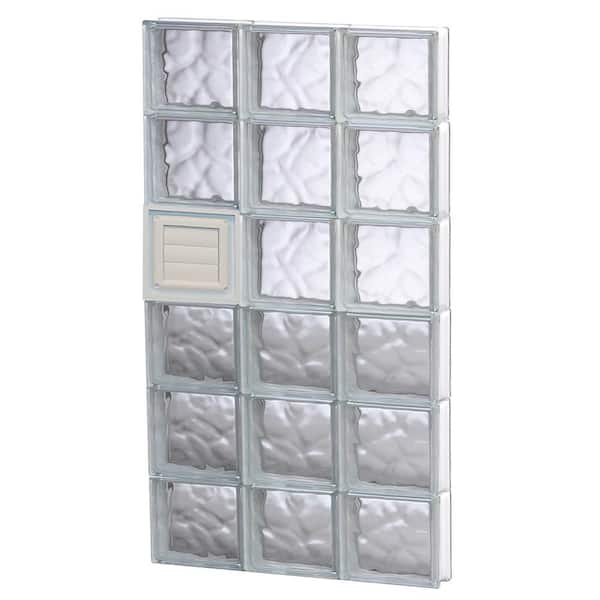 Clearly Secure 23.25 in. x 46.5 in. x 3.125 in. Frameless Wave Pattern Glass Block Window with Dryer Vent