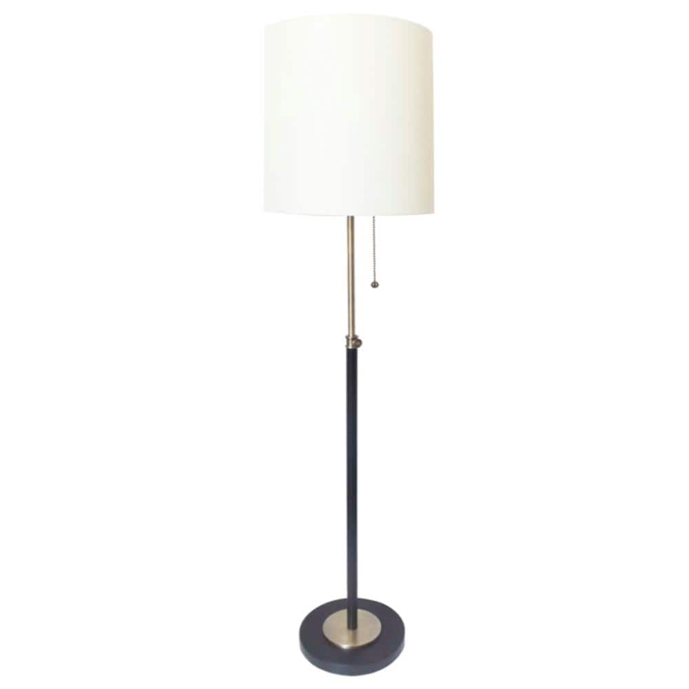 63 in. Antique Brass and Dark Bronze Floor Lamp with White Nylon Shade price history on PriceWatchPro