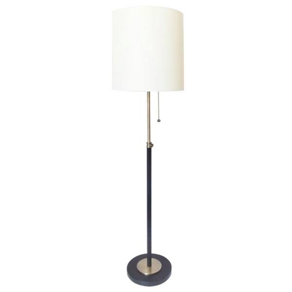Hampton Bay 63 in. Antique Brass and Dark Bronze Floor Lamp with White