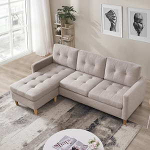 Modern 97 in. Square Arm 2-piece Polyester Regular Shape Sectional Sofa in. Beige