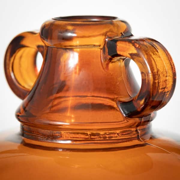 Vintage Amber Glass Pitcher with Floral Pattern Design 1/2 Gallon Capacity  10