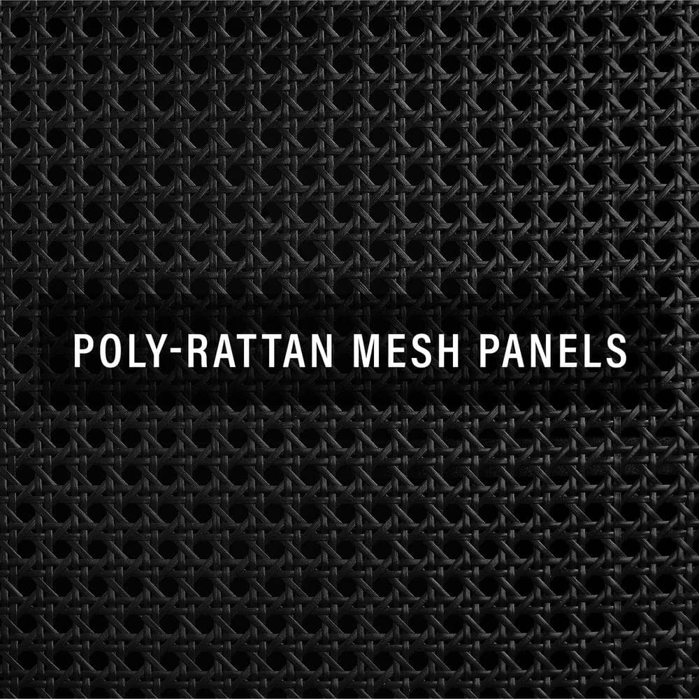 Perry Black Matte MDF Sideboard with Poly-Rattan Mesh Doors
