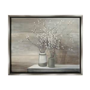 Pussy Willow Still Life by Wild Apple Portfolio Floater Frame Nature Wall Art Print 31 in. x 25 in.