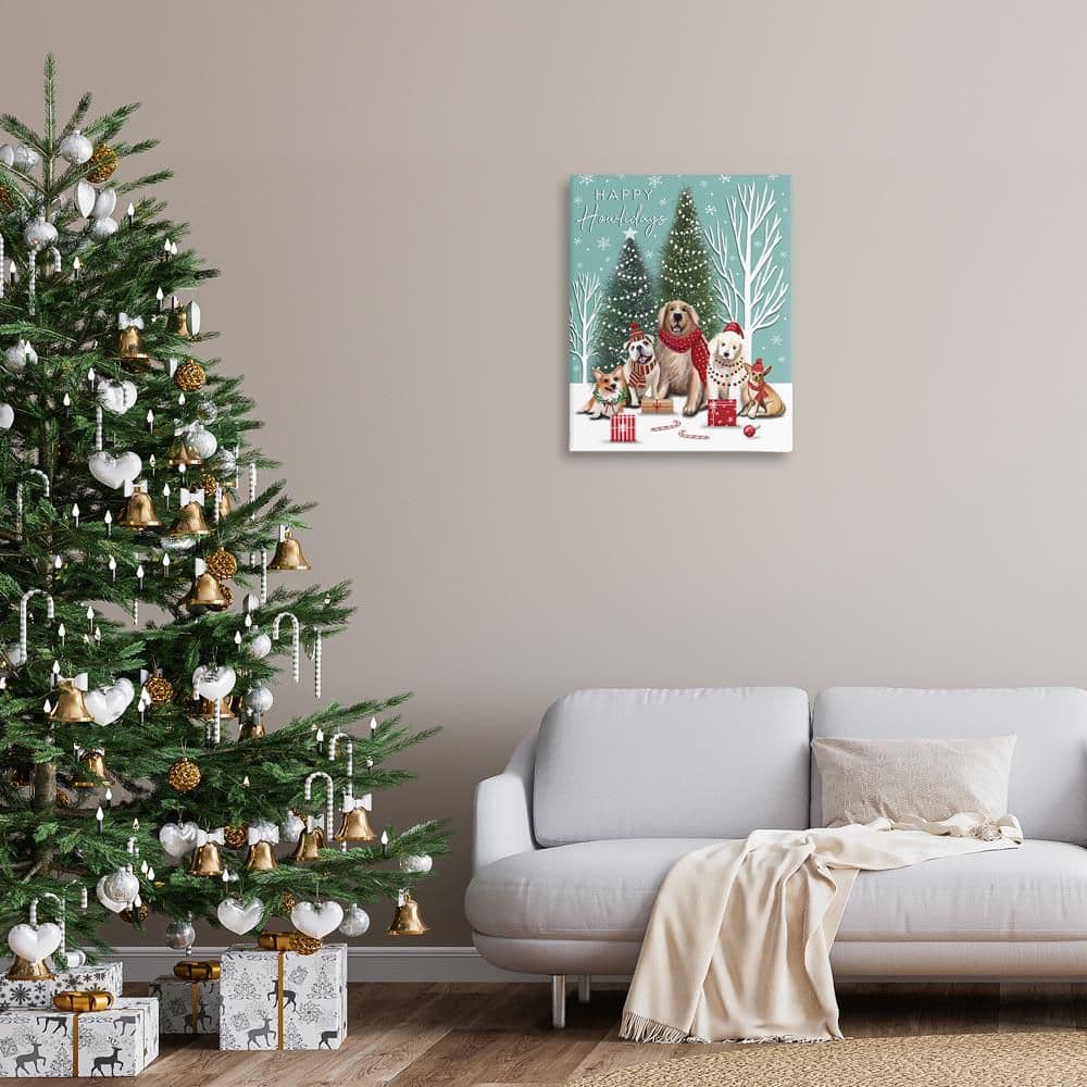 Festive Winter Dogs Scene by Elizabeth Tyndall Unframed Animal Graphic Art Print 30 in. x 24 in. price history on PriceWatchPro