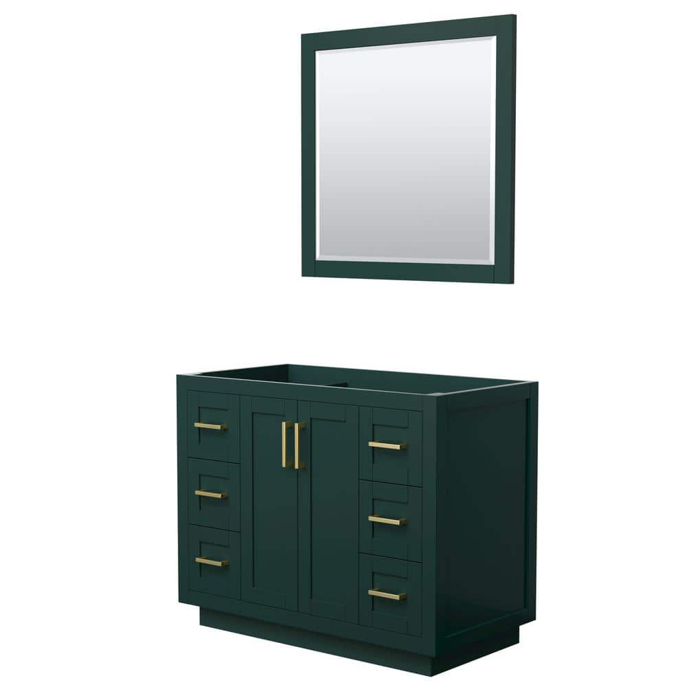 Miranda Dark Green 41.25" European Shaker Single Vanity Base with Brushed Gold Trim