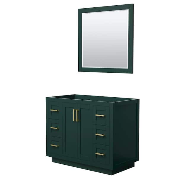 Wyndham Collection Miranda 41.25 in. W x 21.75 in. D x 33 in. H Single Sink Bath Vanity Cabinet without Top in Green with 34 in. Mirror