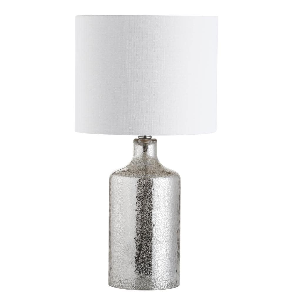 Contemporary Silver and White Glass Table Lamp, 19" Height