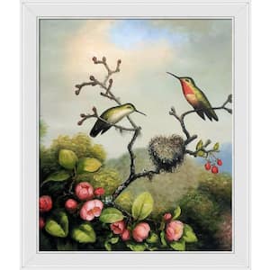Ruby Throated Hummingbird by Martin Johnson Heade Galerie White Framed Animal Oil Painting Art Print 24 in. x 28 in.