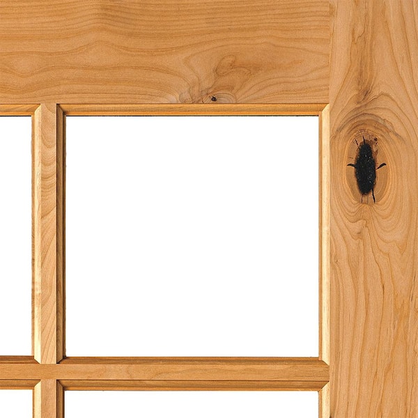 DIY 36 in. x 80 in. Knotty Alder Left-Hand 10-Lite Clear Glass Clear Stain Wood Front Door Kit w/ Quick Assemble Jamb