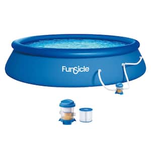 QuickSet 15 ft. Round 36 in. Inflatable Ring Top Outdoor Above Ground Pool w/Pump