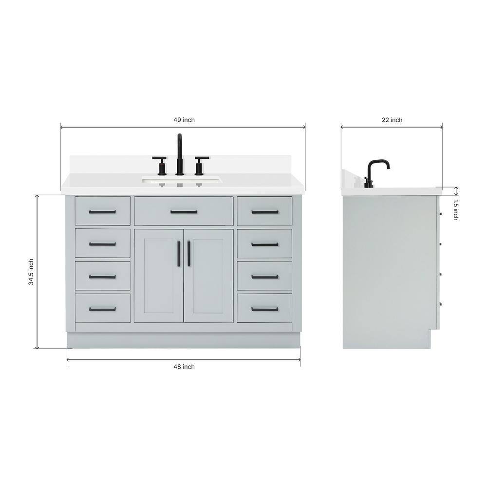 Hepburn 49" Grey Hardwood Single Basin Vanity Set