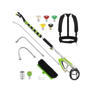 Telescoping Pressure Washer Sprayer Wand 21 ft. Aluminum Extension with Brush 3 Curved Rods 5 Nozzle Tips Belt