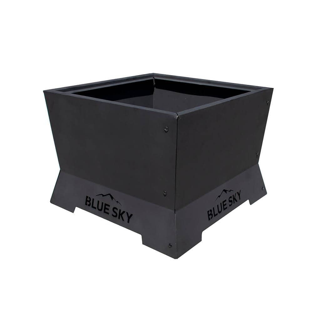 BLUE SKY OUTDOOR LIVING The Peak 22 in. x 16 in. Square Steel Wood Smokeless Patio Fire Pit SFP22SQ-B - The Home Depot