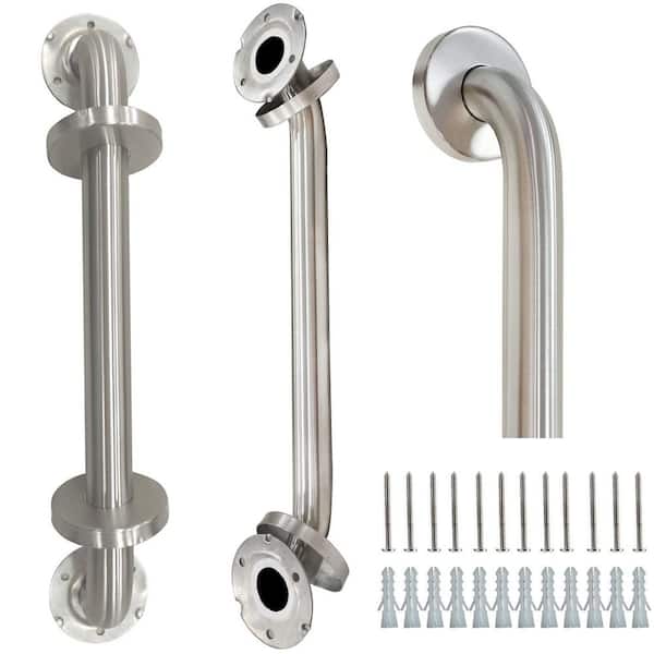 2 Pack 16 in. Grab Bars, 304 Stainless Steel Brushed Nickel Shower Safety Handrail, 500 lb. Load Bearing Support Bar