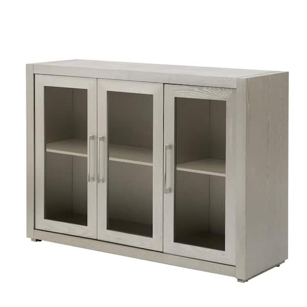 Polibi Champagne 48.00 in. W x 35.40 in. H Storage Cabinet with 4 Tempered Glass Doors and Adjustable Shelf