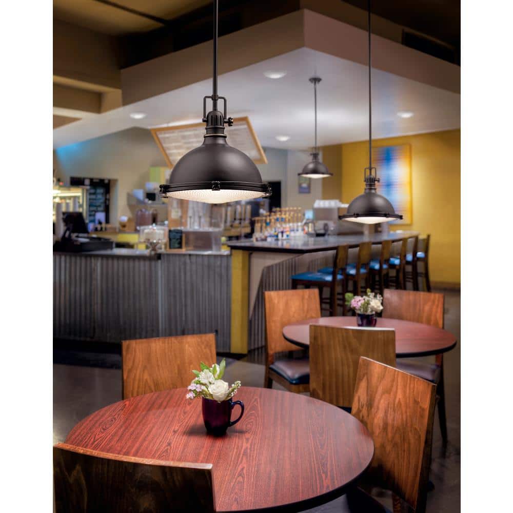 Hatteras Bay 12 in. 1-Light Olde Bronze Vintage Industrial Shaded Kitchen Pendant Hanging Light with Metal Shade price history on PriceWatchPro