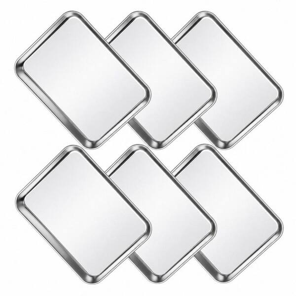9 in. W x 7 in. D x 1 in. H Stainless Steel Baking Sheet Pan for Toaster, Metal Cookie Sheet and Oven Tray (Set of 6)