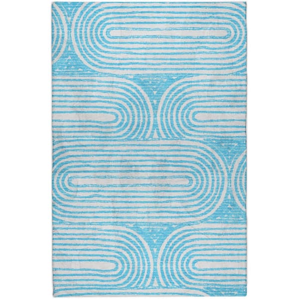 Dream Shag Premium Machine Washable Abstract ADS540 Teal 10 ft. x 14 ft. Area Rug