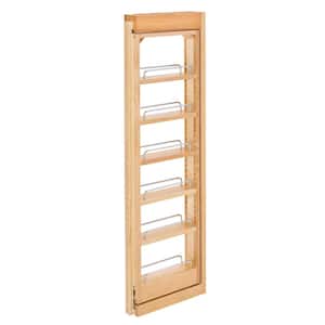 Brown Pull-Out Wall Filler Cabinet Wood Organizer, 39 in. Hgt
