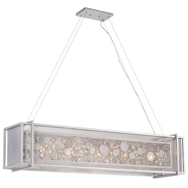Varaluz Fascination 5-Light Metallic Silver Linear Pendant with Clear Recycled Glass Accents