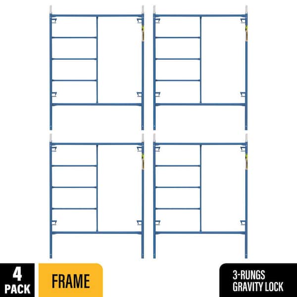 Saferstack Series 76 in. x 60 in. Blue Standard Mason Scaffold Frame, (4-Pack)