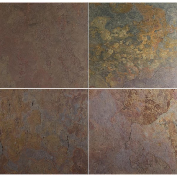 MSI Take Home Tile Sample - Peacock Slate 4 in. x 4 in. Gauged Slate Floor and Wall Tile