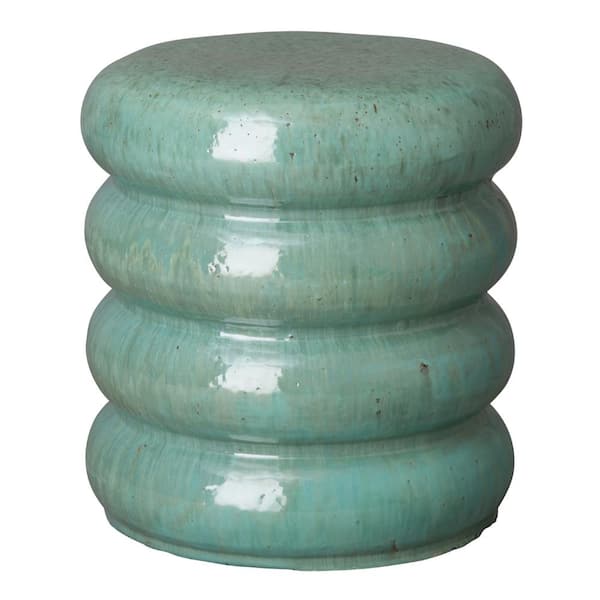 Emissary Torus 18 in. H Jade Round Ceramic Garden Stool