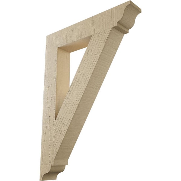 Ekena Millwork 3.5 in. x 28 in. x 20 in. Traditional Traditional Rough Cedar Woodgrain Timberthane Polyurethane Bracket, Primed Tan