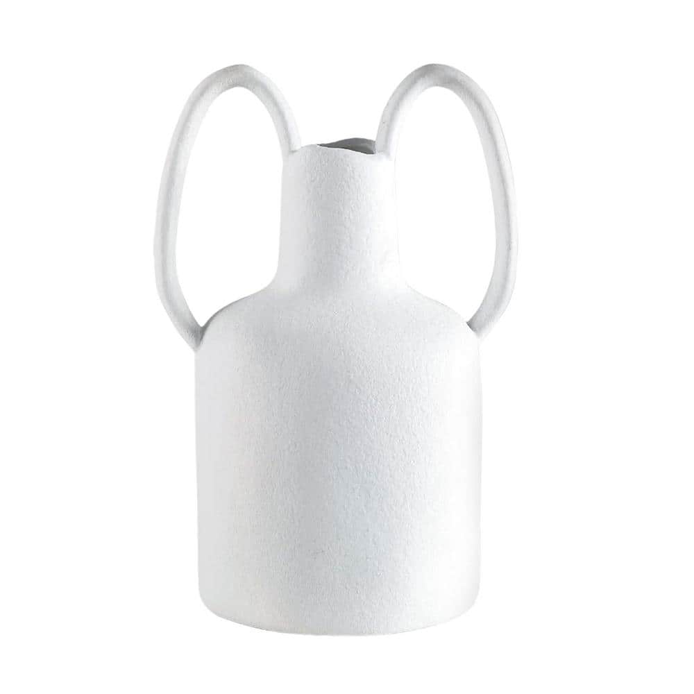 White Ceramic Vase with 2 Handles, Modern Farmhouse Vase for Home Decor, Decorative Pottery Flower Vase price history on PriceWatchPro