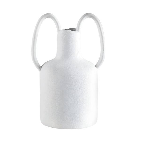 Afoxsos White Ceramic Vase with 2 Handles, Modern Farmhouse Vase for Home Decor, Decorative Pottery Flower Vase