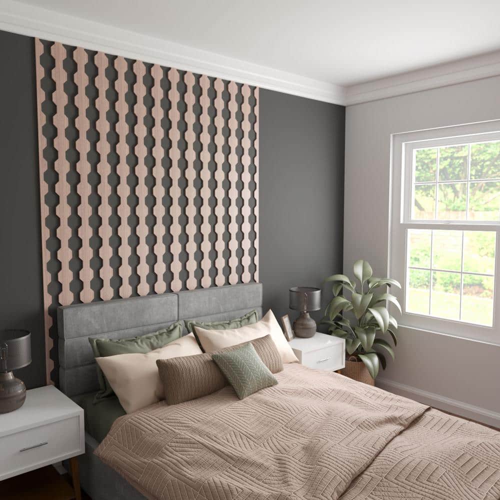 Walnut Adjustable Decorative Wood Slat Wall Panel Kit, 47" Height