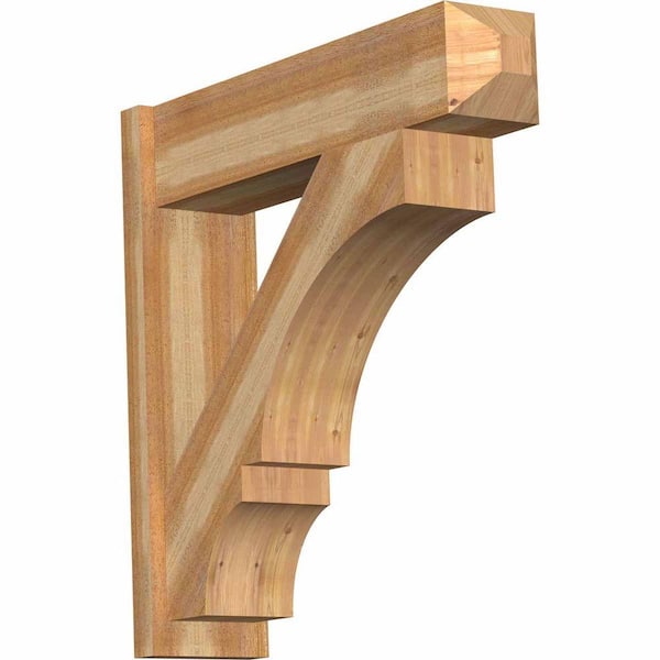 Ekena Millwork 8 in. x 32 in. x 32 in. Western Red Cedar Balboa Craftsman Rough Sawn Outlooker