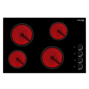 30 in. Electric Cooktop, Built-in Coil Electric Ceramic Surface Type Cooktop in Black with 4-Elements, Mechanical Knob