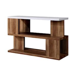 Hyatt 48 in. White/Natural Tone Standard Rectangle Wood Console Table with Storage