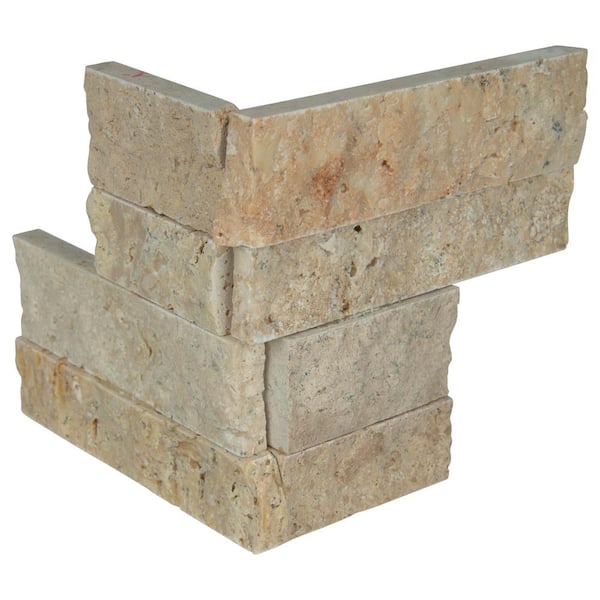 MSI Roman Beige Mini Ledger Corner 4.5 in. x 9 in. Natural Splitface  Travertine Wall Tile (4 sq. ft. / case) TROMBEI4.59CR-M - The Home Depot