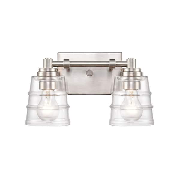 Titan Lighting Danique 13 in. W 2-Light Satin Nickel Vanity Light