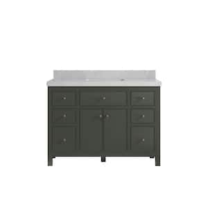 Sonoma 48 in. W x 22 in. D x 36 in. H Bath Vanity in Pewter Green with 2" Pearl Gray Quartz Top