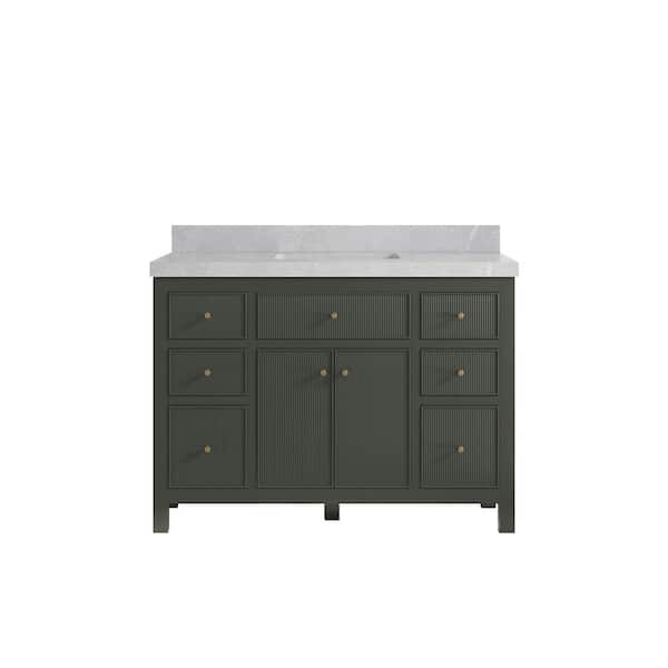 Willow Collections Sonoma 48 in. W x 22 in. D x 36 in. H Bath Vanity in Pewter Green with 2" Pearl Gray Quartz Top
