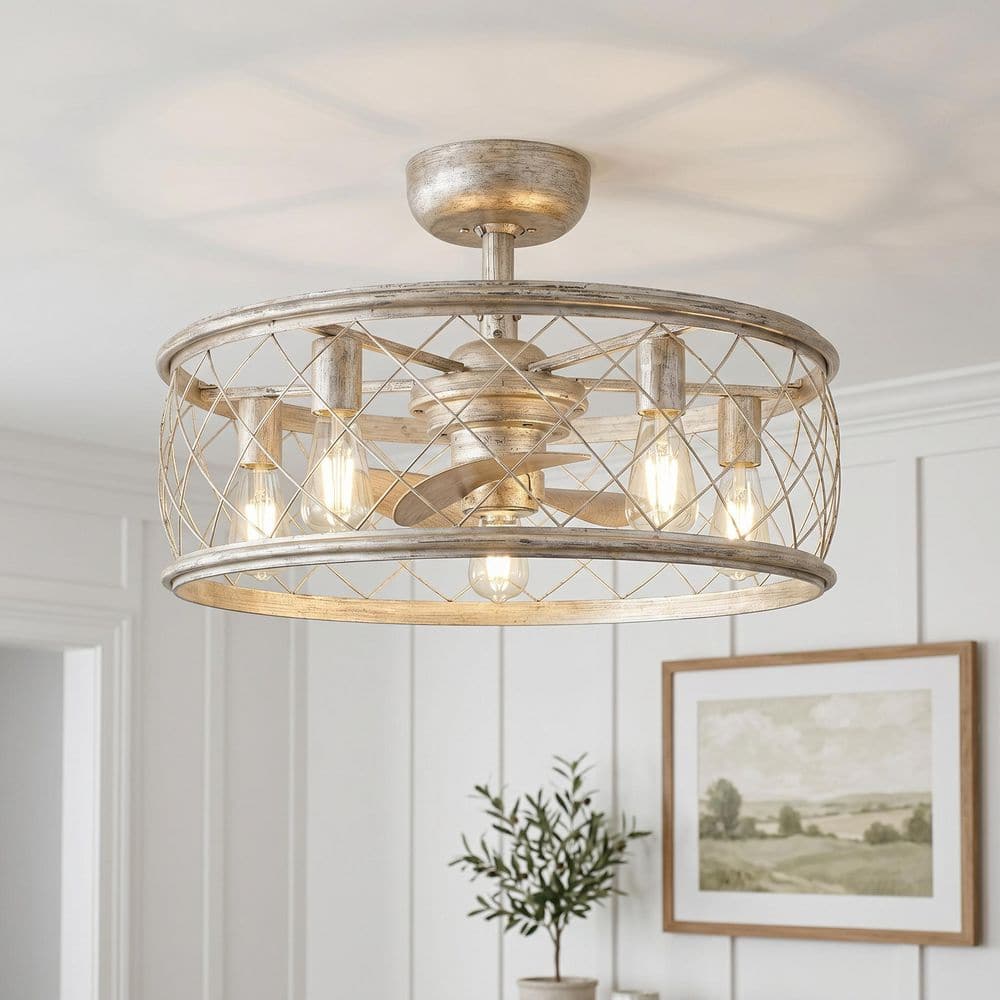 Quoizel Dury 22 in. Century Silver Leaf Fan with Light RDY3122CS