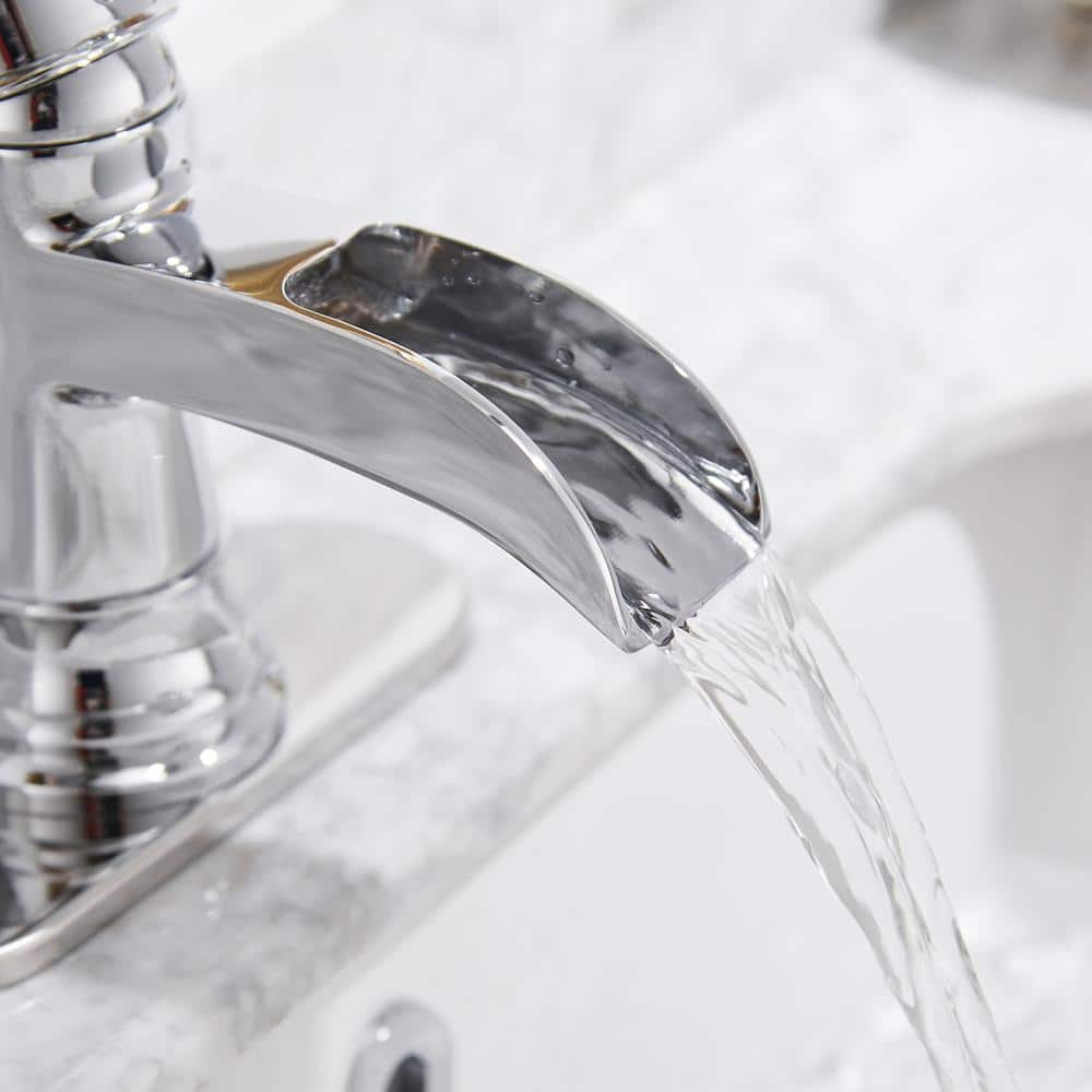 Chrome Single Handle Waterfall Bathroom Faucet with Pop-Up Drain