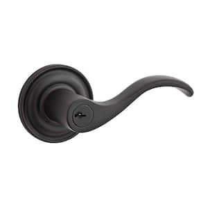 Reserve Curve Venetian Bronze Keyed Entry Door Handle with Traditional Round Rose