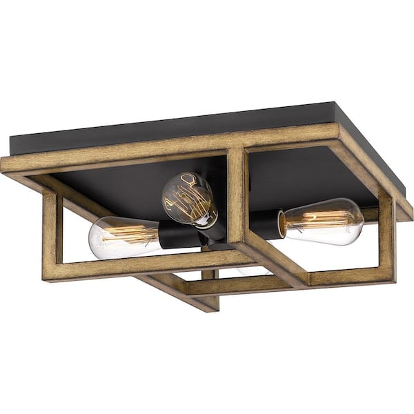 Quoizel Spencer 16 in. 4-Light Aged Walnut Flush Mount