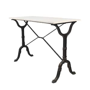 Vera 42 in. White/Black Standard Rectangle Marble Console Table