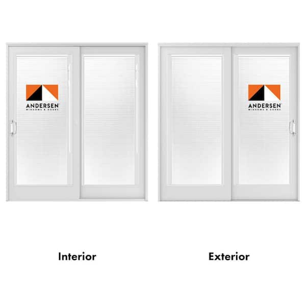 Andersen - 71-1/4 in. x 79-1/2 in. 400 Series White Right-Hand Frenchwood Gliding Patio Door w/ White Int, Blinds & White Hardware