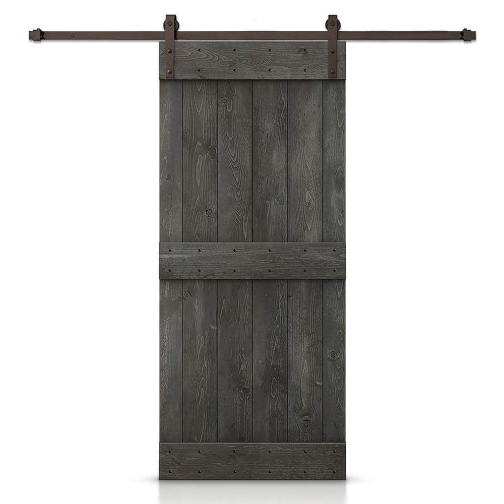 20 in. x 84 in. Mid-Bar Carbon Gray Stained DIY Wood Interior Sliding Barn Door with Hardware Kit price history on PriceWatchPro