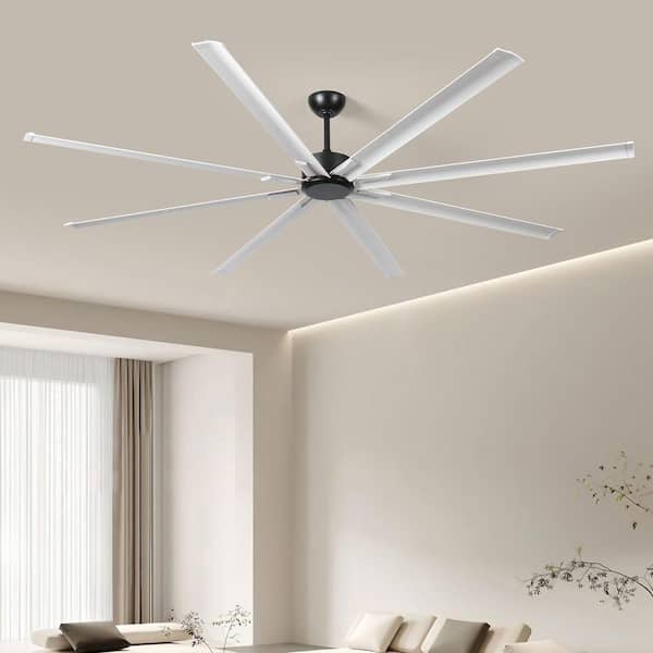 TT 96 in. Indoor White 8 Durable Aluminum Blades 6 Speed Ceiling Fan with Remote Control and Reversible DC Motor