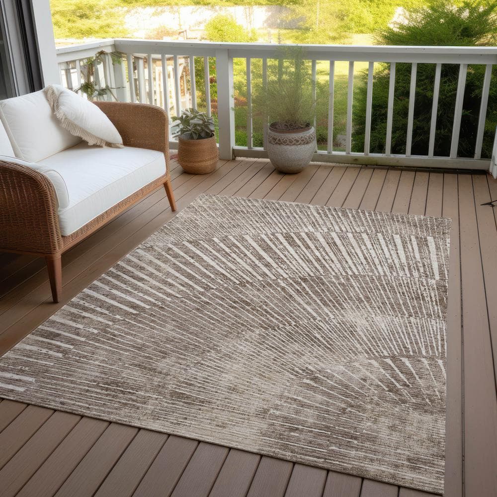 Taupe Synthetic Flat Woven 10' x 14' Rectangular Rug