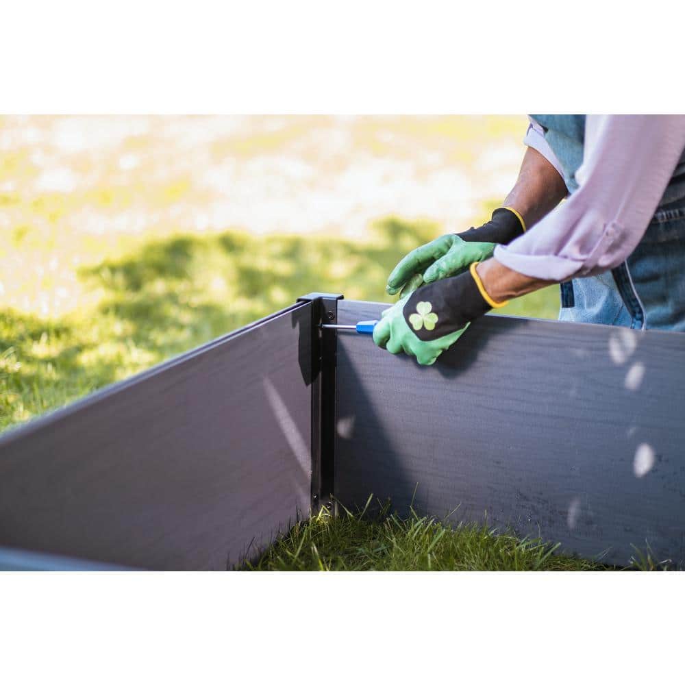 48" Grey Resin Wood-Look Outdoor Raised Garden Bed